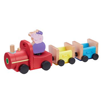 Peppa Pig Houten Trein met Opa Pig Speelfiguur