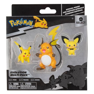 Pokemon Evolution Multipack Toy Figures - Pichu, Pikachu & Raichu