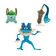 Pokémon Batte-Figurenset – Honedge, Bulbasaur, Frogadier, 3-teilig.