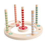 BS Toys Wooden Ring Throwing Game with Stripes, 7 pieces.