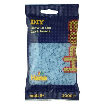 Hama Strijkkralen - Blauw Glow in the Dark (057), 1000st.