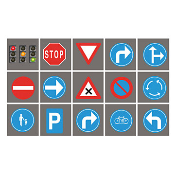 Traffic Signs Tiles Playmat, 15 pcs.