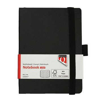 Quantore A6 Notizbuch mit flexiblen Linien, 192 Seiten, 80 g/m², schwarz