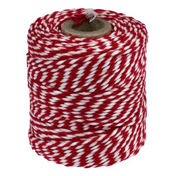 Cotton rope 45 meters 50gr red/white