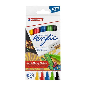 Acrylic marker Edding Basic, 5 pcs.