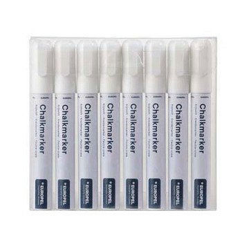 Chalk Marker Europel White, 8 pcs.