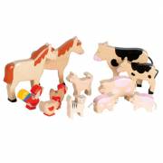 Goki Wooden Farm Animal Set, 12 pieces.