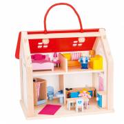 Goki Wooden Dollhouse Case with Accessories