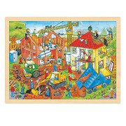 Goki Holzpuzzle - Baustelle, 96 Teile.