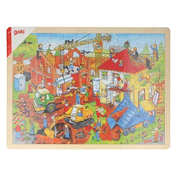 Goki Wooden Jigsaw Puzzle - Construction Site, 96 pcs.
