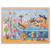 Goki Wooden Jigsaw Puzzle - Zoo, 48pcs.