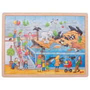 Goki Wooden Jigsaw Puzzle - Zoo, 48 pcs.