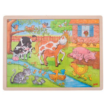 Goki Wooden Jigsaw Puzzle - On the Farm, 48 pcs.