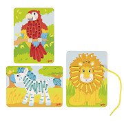 Goki Wooden Stringing Puzzles, 3 pcs.