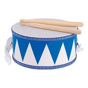 Goki Houten Trommel met Stokken Blauw/Wit