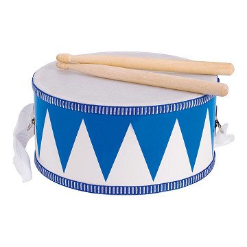 Goki Houten Trommel met Stokken Blauw/Wit