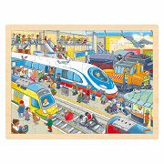 Goki Holzpuzzle Bahnhof, 96 Teile.