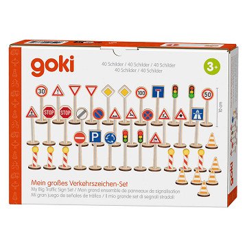 Goki Holz-Verkehrsschilder-Set - 40-teilig.