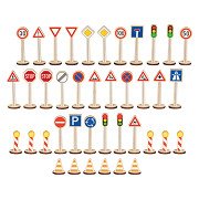 Goki Holz-Verkehrsschilder-Set - 40-teilig.