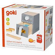 Goki Holzspielzeug-Heißluftfritteuse mit Zubehör - 16-teilig.