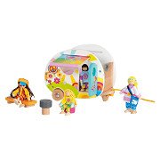 Goki Wooden Happy Campers Caravan Toy