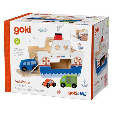 Goki-Holzfähre mit 3 Fahrzeugen
