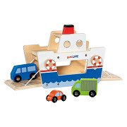 Goki-Holzfähre mit 3 Fahrzeugen
