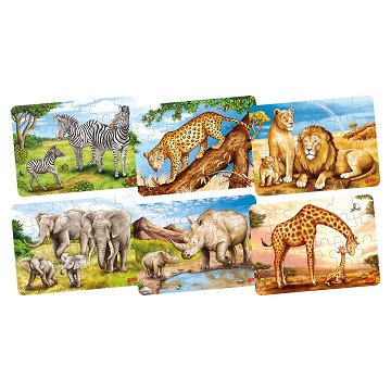 Goki Wooden Mini Puzzle - Wild Animals