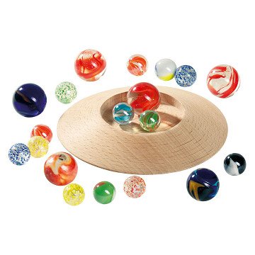 Goki Wooden Marble Pot with Marbles