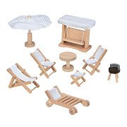 Goki Puppenmöbel Gartenmöbel aus Holz, 9-tlg.
