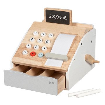 Goki Wooden Toy Cash Register with Sound, 4 pcs.