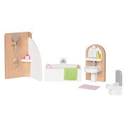 Goki Wooden Doll Furniture Bathroom, 10 pieces.