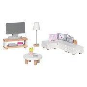 Goki Wooden Doll Furniture Living Room, 15 pieces.