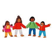 Goki Wooden Dollhouse Dolls Flexible Modern Family, 4pcs.