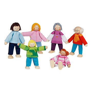 Goki Wooden Dollhouse Dolls Flexible Modern Family, 6pcs.