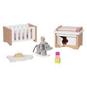 Goki Holzpuppenmöbel Babyzimmer, 12-teilig.