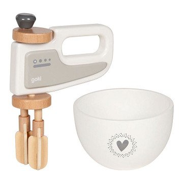 Goki Handmixer aus Holz mit Schüssel, 2ldg.