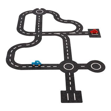Goki Play Mat Roads with 2 Cars, 30 pcs.