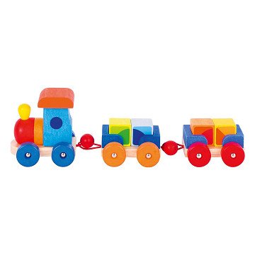 Goki Rubber Wooden Block Train Mumbai, 7 pieces.