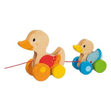 Goki Wooden Pull Animal Family Duck