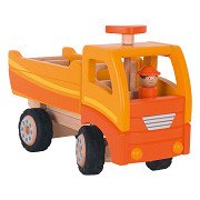 Goki Holzkipper Orange mit drehbaren Rädern