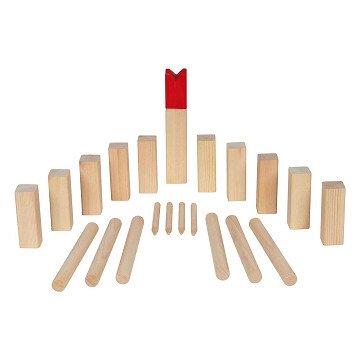 Goki Kubb-Spiel aus Holz im Baumwollbeutel, 21-tlg.