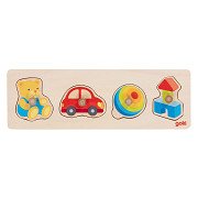 Goki Wooden Stud Puzzle My Toys, 4 pcs.