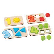 Goki Wooden Shape Puzzle Numbers and Shapes, 18pcs.