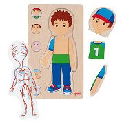 Goki Wooden Layer Puzzle Human Body Boy, 29 pcs.
