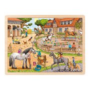 Goki Wooden Jigsaw Puzzle Horse Riding School, 96 pcs.