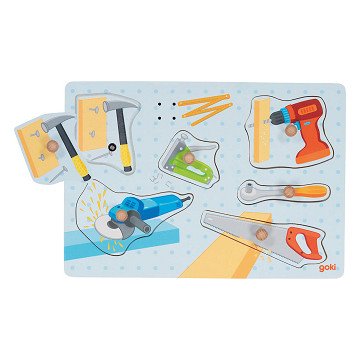 Goki Wooden Shape Puzzle Tools with Sound, 6 pcs.