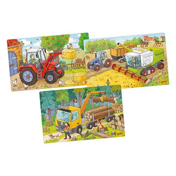 Goki Holzpuzzle Fahrzeuge 3er Set