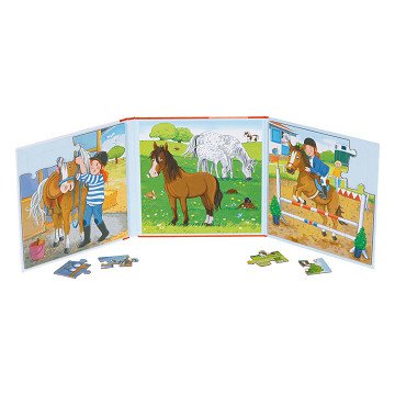 Goki Magnetic Jigsaw Puzzle Book Horse Stable, 40 pcs.