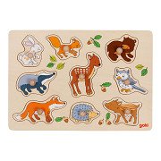 Goki Wooden Stud Puzzle Forest Animals, 9 pcs.